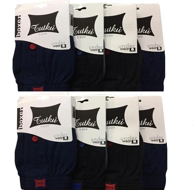 توتكو Passion 8-Pack Deal Product! Men's Combed Cotton Towel Waist Boxer Black - Navy Blue Color