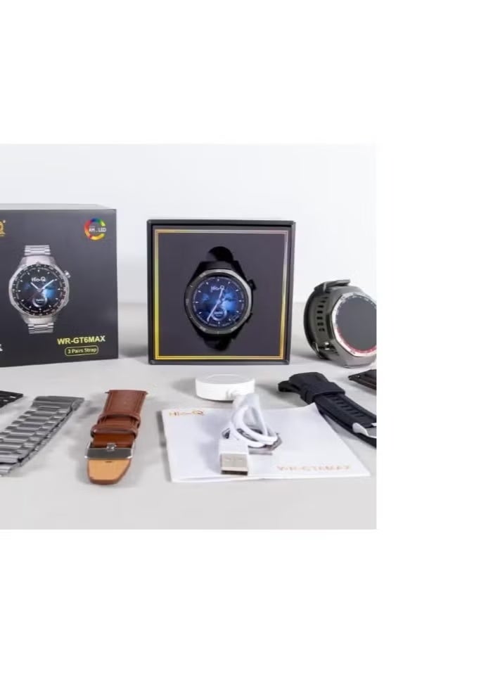 Hie-Q WR-GT6MAX Smartwatch with AMOLED Touchscreen, 3 Interchangeable Straps, IP67 Waterproof Rating, Health & Fitness Tracker with Heart Rate, Sleep & Step Monitoring, Compatible with Android & iOS Devices, Stylish and Functional Wearable for Everyday Use, Sports & Wellness - Image 2