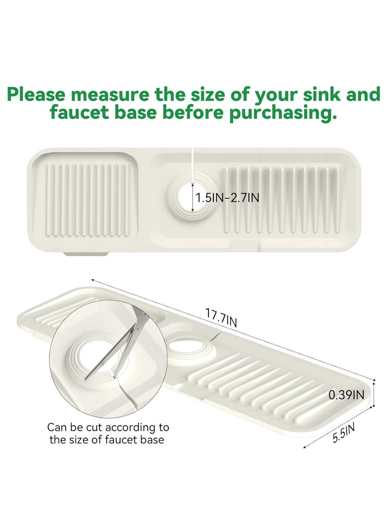 Mmmon Tap Mat Tap Splash Guard Tap Sink Splash Guard Drip Mat Silicone Tap for Kitchen and Bathroom Worktop Protect(Beige) - Image 3