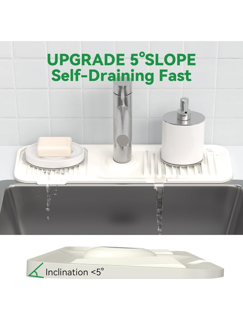 Mmmon Tap Mat Tap Splash Guard Tap Sink Splash Guard Drip Mat Silicone Tap for Kitchen and Bathroom Worktop Protect(Beige) - Image 4