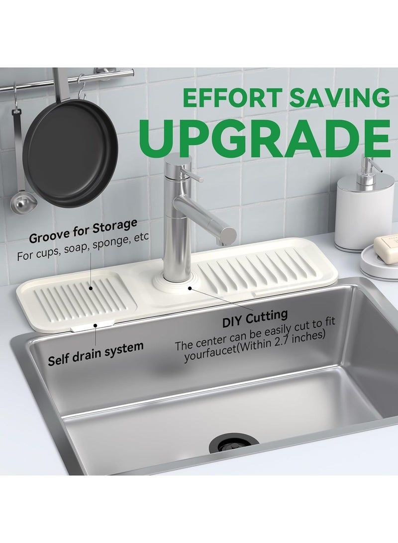 Mmmon Tap Mat Tap Splash Guard Tap Sink Splash Guard Drip Mat Silicone Tap for Kitchen and Bathroom Worktop Protect(Beige) - Image 5