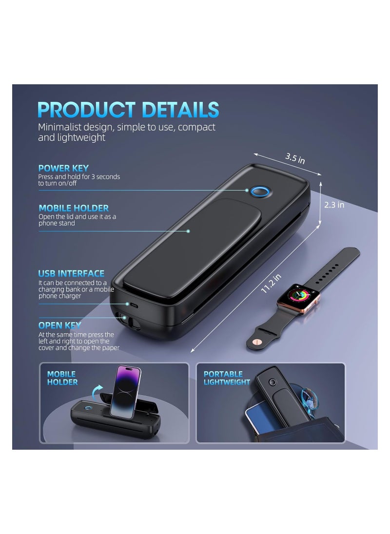 SYOSI - Portable Printers for Travel with Phone Holder, Thermal, Wireless, Bluetooth, Mini Inkless-Printer Travel Support 8.5" x 11" for Letter & Legal A4 & A5 Thermal Paper, Compatible with Android & iOS - Image 1