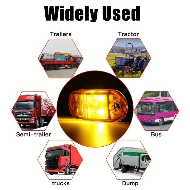 Amber Universal LED Indicator Lights 30pcs 12V-24V For Trucks RVs Cars - Image 2