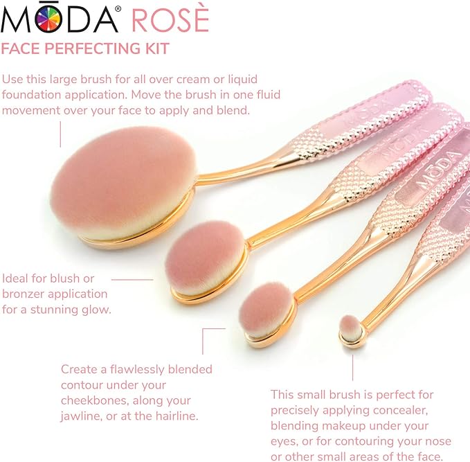 MODA Royal Langnickel Moda Prismatic Face Perfecting Kit Brush Set 4Pc - Image 3
