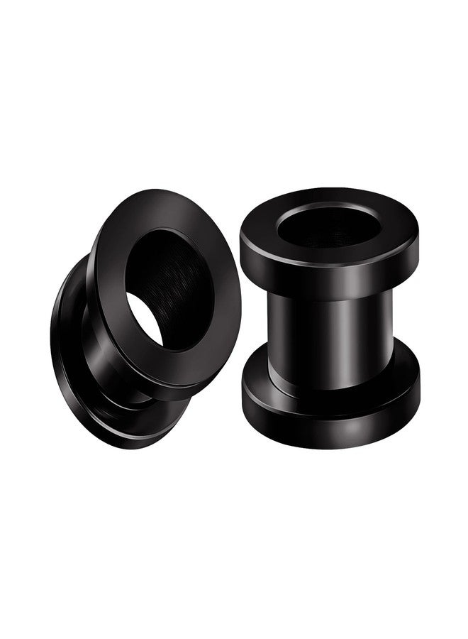 BIG GAUGES Pair of 316L Surgical Steel Black Anodized Screw-fit Piercing Jewelry Ear Stretching Lobe Plugs flesh Tunnel Earring, Stainless Steel,Steel, - Image 1