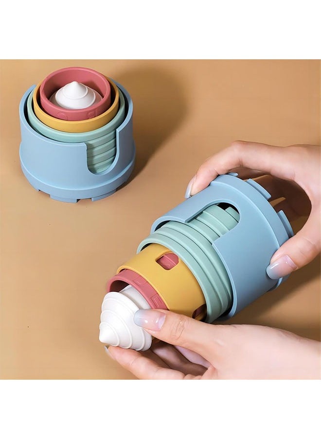 Generic - Infant Stacking Cup Toy, BPA Free Silicone Soft Castles Building Blocks Teething Stacking Cups Toy – Educational Baby Stack, Nesting Cups, and Baby Bath Toy for Infants Over 6 Months, 5 PCS Set - Image 1