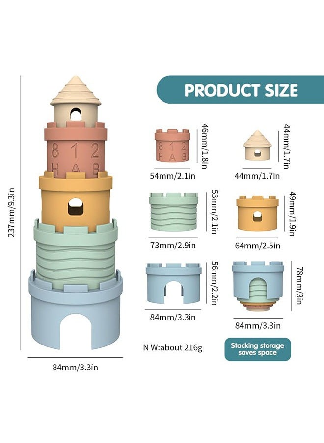 Generic - Infant Stacking Cup Toy, BPA Free Silicone Soft Castles Building Blocks Teething Stacking Cups Toy – Educational Baby Stack, Nesting Cups, and Baby Bath Toy for Infants Over 6 Months, 5 PCS Set - Image 1
