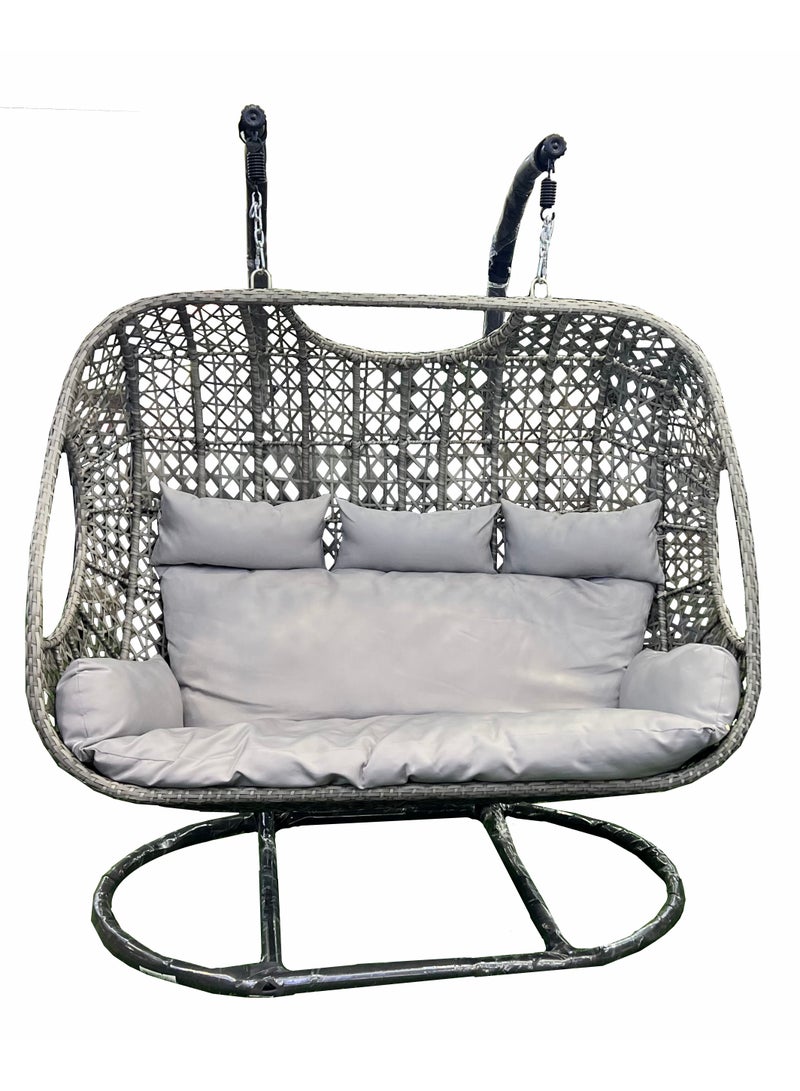 Oasis Casual 3 Person Grey Rattan Swing with Grey cushion - Image 1
