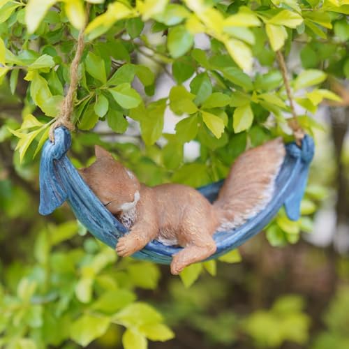 LC LCdecohome Squirrel Garden Décor Hanging Statue - Hanging on Tree Branch Squirrel Swing Statue Outdoor Garden Decoration Outdoor Gift Comes Statues with Rope and Hook 7.75 * 3.75 * 3.25 Inch - Image 5