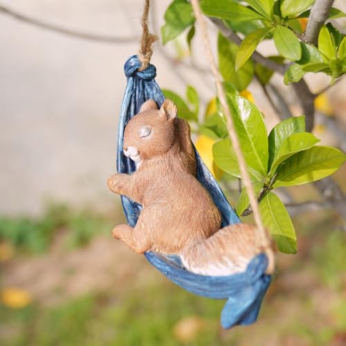 LC LCdecohome Squirrel Garden Décor Hanging Statue - Hanging on Tree Branch Squirrel Swing Statue Outdoor Garden Decoration Outdoor Gift Comes Statues with Rope and Hook 7.75 * 3.75 * 3.25 Inch - Image 4