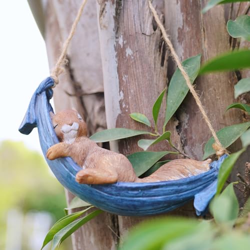 LC LCdecohome Squirrel Garden Décor Hanging Statue - Hanging on Tree Branch Squirrel Swing Statue Outdoor Garden Decoration Outdoor Gift Comes Statues with Rope and Hook 7.75 * 3.75 * 3.25 Inch - Image 3