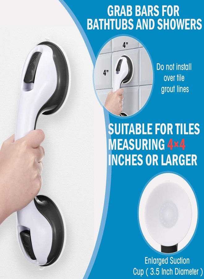 AceOrbit 6 Pack 12 Inch Shower Grab Bars for Bathtubs and Showers Suction Cup Shower Handles for Seniors Elderly Handicap Safety Handrails Removable No Drilling Heavy Duty Bathroom Grips(Black) - Image 2