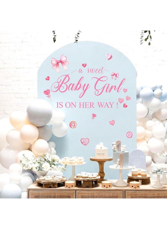 Easu علامة حفلة استحمام الطفل: فتاة صغيرة حلوة في الطريق، ملصقات حفلة استحمام الطفل، علامة ملصق حفلة استحمام، كشف الجنس، ملصقات حفلة استحمام الطفل، موضوع قلب مع bow وردي، زينة حفلة استحمام الطفل. - Image 3