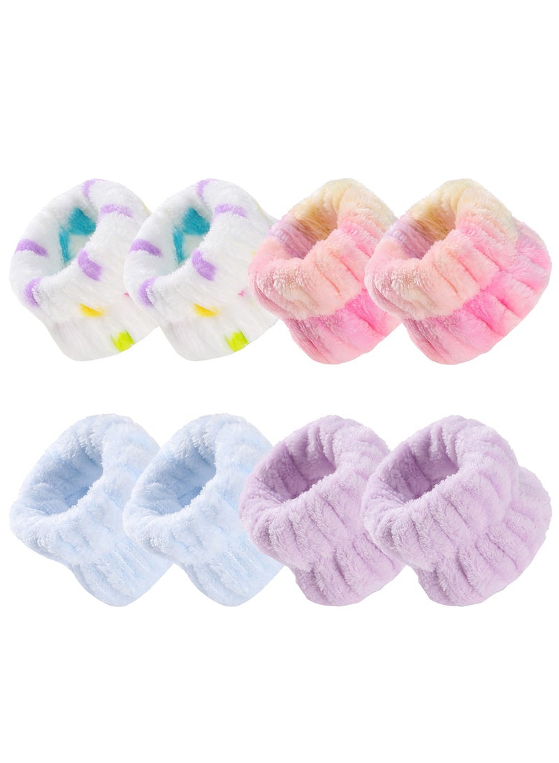 4 Pairs Microfiber Wrist Spa Washband, Wrist Wash Towel Band Wristband Scrunchies for Women Girls Prevent Liquid from Spilling Down Your Arms - Image 1