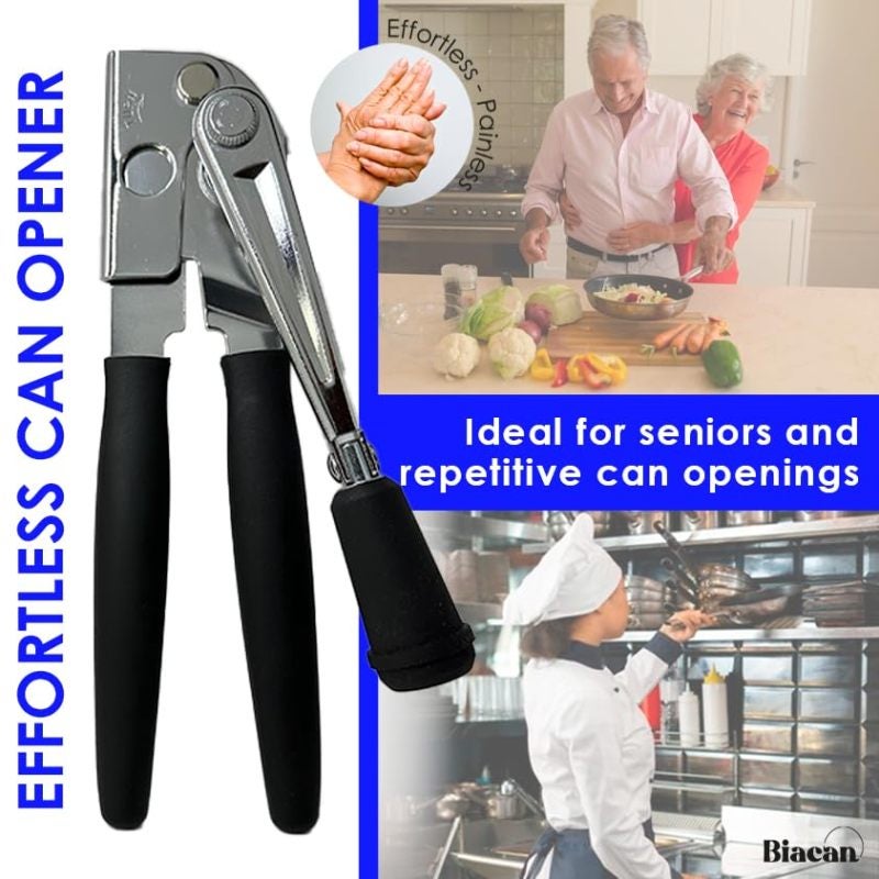 Heavy Duty Manual Can Opener: Sharp Carbon Steel Blades, Anti-slip Ergonomic Grip - Foldable Compact Storage, Commercial Grade Tool for Commercial Kitchens and Home Use - Image 2