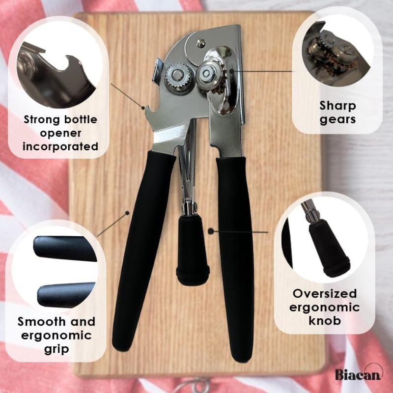 Heavy Duty Manual Can Opener: Sharp Carbon Steel Blades, Anti-slip Ergonomic Grip - Foldable Compact Storage, Commercial Grade Tool for Commercial Kitchens and Home Use - Image 5
