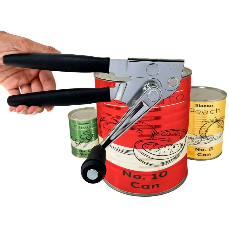 Heavy Duty Manual Can Opener: Sharp Carbon Steel Blades, Anti-slip Ergonomic Grip - Foldable Compact Storage, Commercial Grade Tool for Commercial Kitchens and Home Use - Image 1