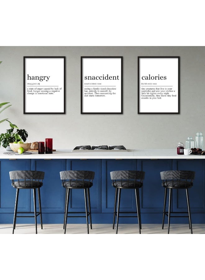 Eviepops Prints Hangry Snaccident Calories Quote set of 3 Unframed Kitchen Home Wall Art Decor, Hungry Kitchen Quote (A4) - Image 1