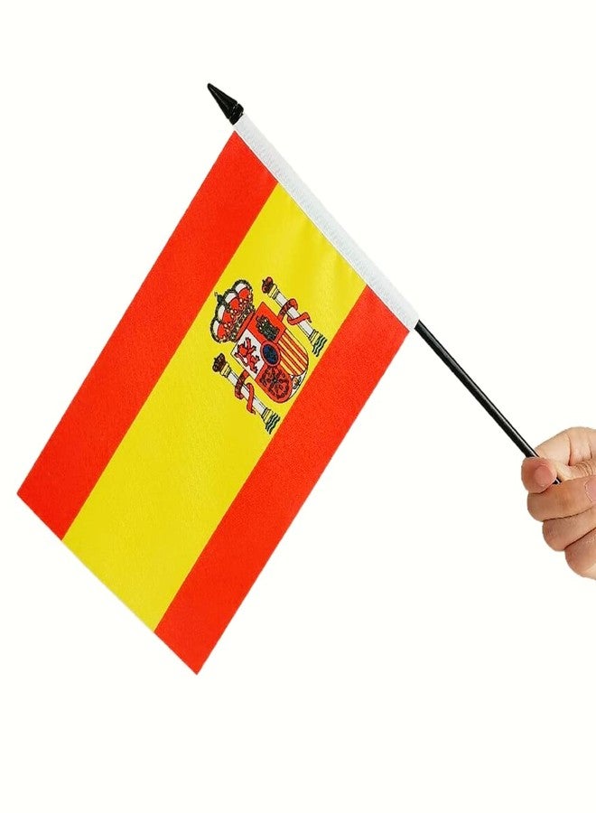Zigvert US & Spain Twin Desk Flag Set - Miniature US & Spain Combination Flag, 8.2" x 5.5" (WxL), Tabletop Mount, Perfect for Office, Home, Independence Day - Image 2