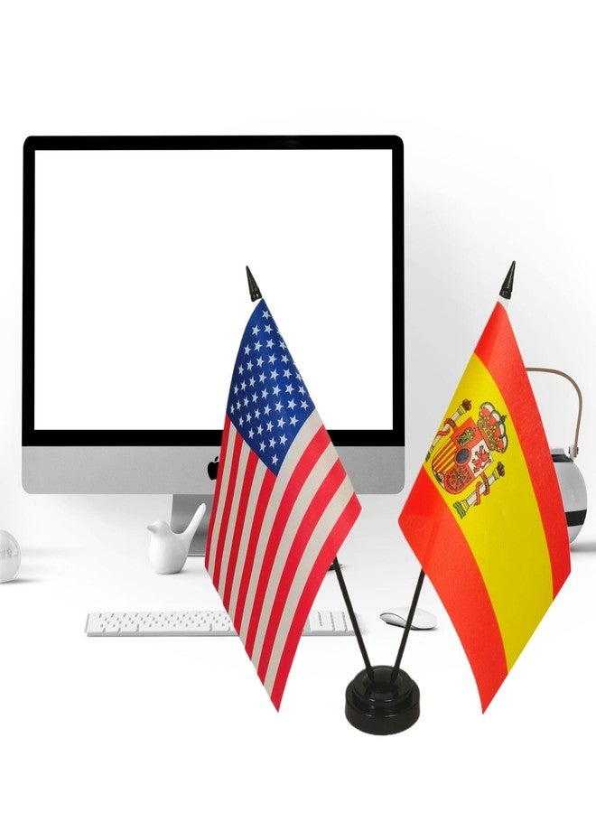 Zigvert US & Spain Twin Desk Flag Set - Miniature US & Spain Combination Flag, 8.2" x 5.5" (WxL), Tabletop Mount, Perfect for Office, Home, Independence Day - Image 5