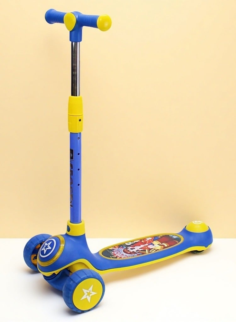 إيزي فيتشور سكوتر EASY FUTURE القابل للطي للأطفال بمقبض قابل لتعديل الارتفاع، وعجلات LED من البولي يوريثان، وفرامل خلفية وموسيقى - مثالي للأعمار من 3 إلى 8 سنوات - Image 1