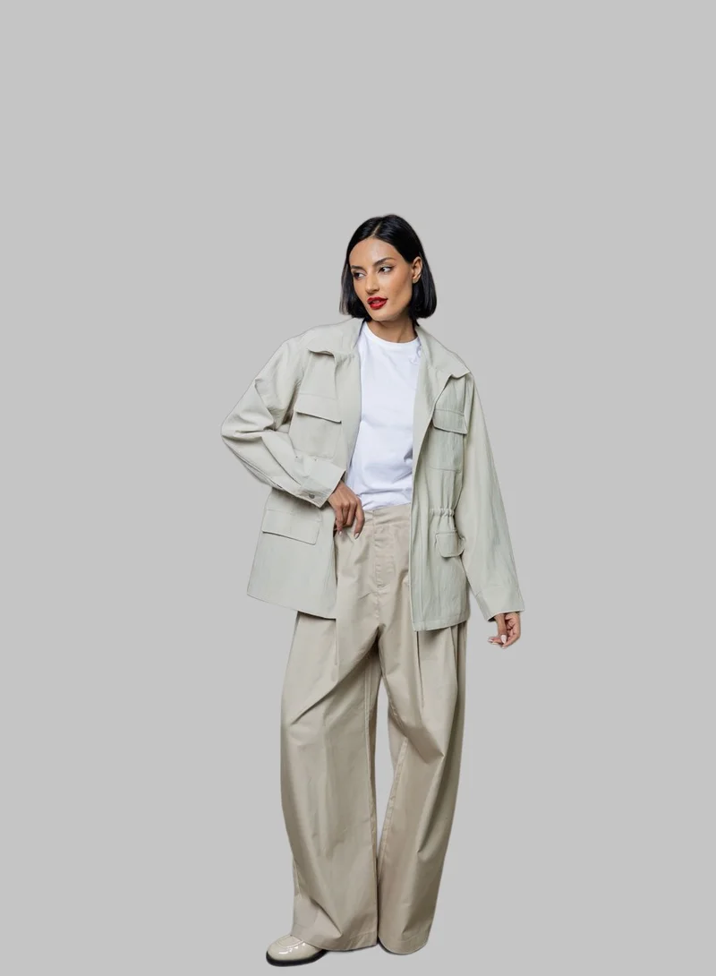 Bond Light Beige Beige Structured High-Waist Wide-Leg Pants for Women | Best Price UAE