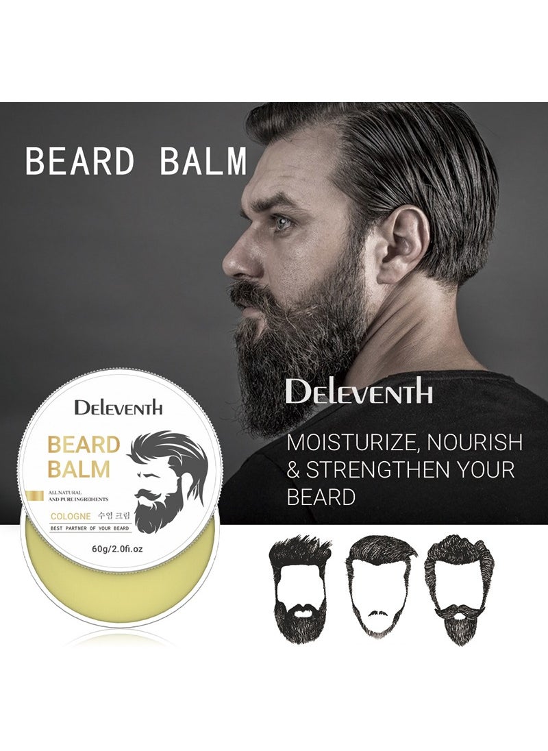 DELEVENTH - DEleventh Korean Brand Cologne Beard Balm 60g / Vitamin E with Natural Oils and Waxes, Soften, Strengthen and Protect for Healthy, Nourishing Beard, Hydrate, Soften & Protect Your Facial Hair - Image 1