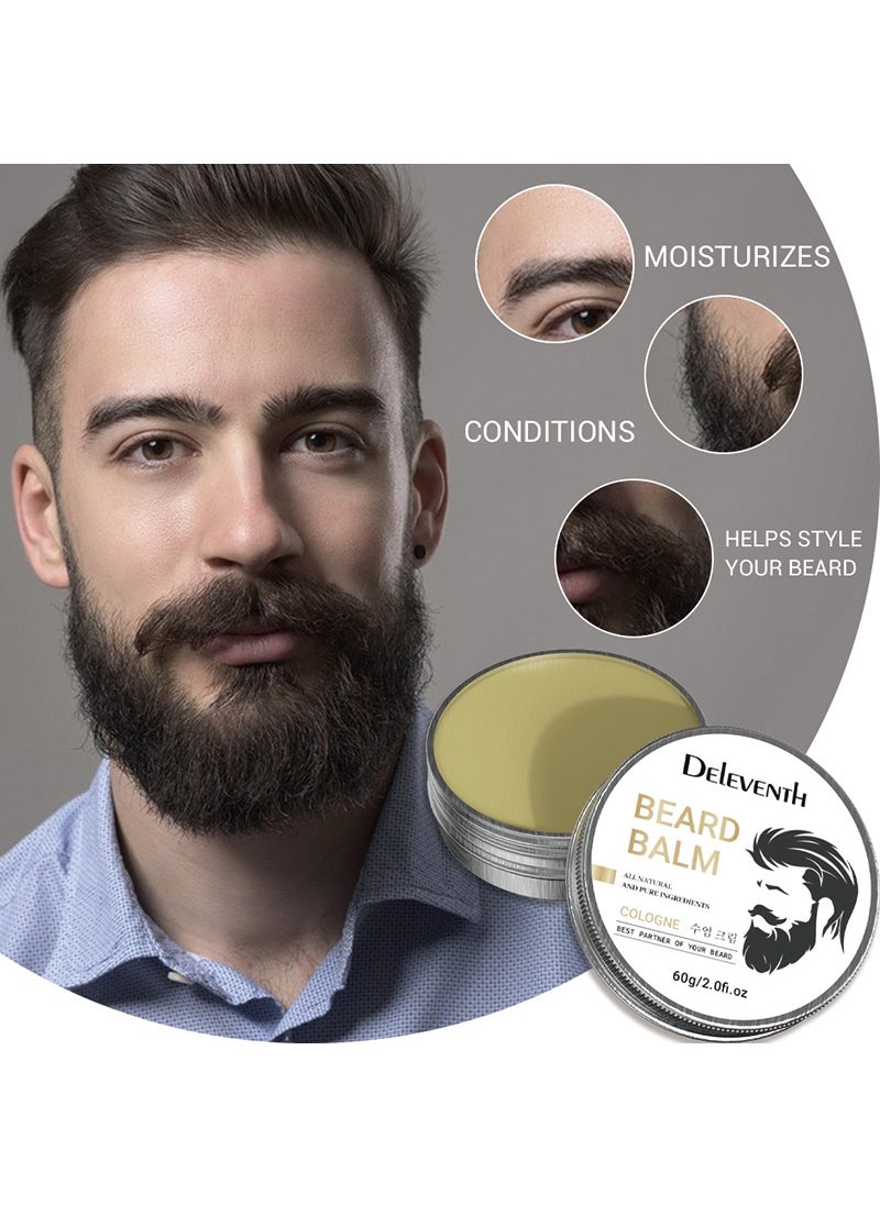 DELEVENTH - DEleventh Korean Brand Cologne Beard Balm 60g / Vitamin E with Natural Oils and Waxes, Soften, Strengthen and Protect for Healthy, Nourishing Beard, Hydrate, Soften & Protect Your Facial Hair - Image 1