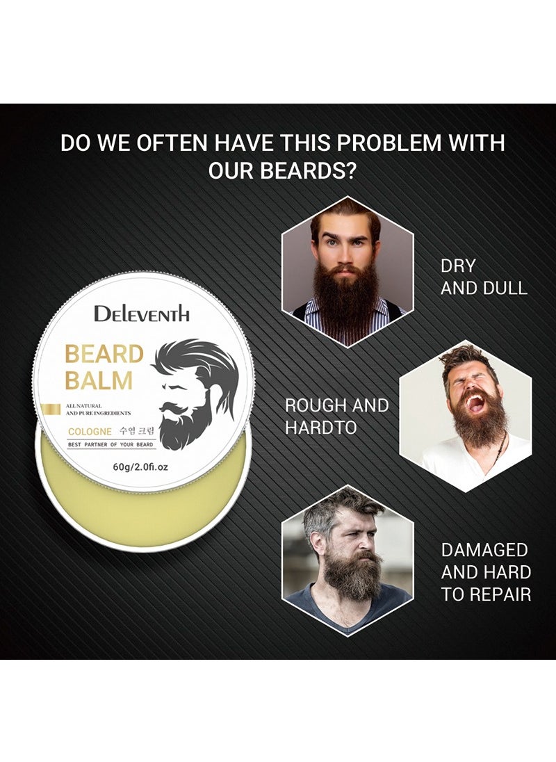 DELEVENTH - DEleventh Korean Brand Cologne Beard Balm 60g / Vitamin E with Natural Oils and Waxes, Soften, Strengthen and Protect for Healthy, Nourishing Beard, Hydrate, Soften & Protect Your Facial Hair - Image 1