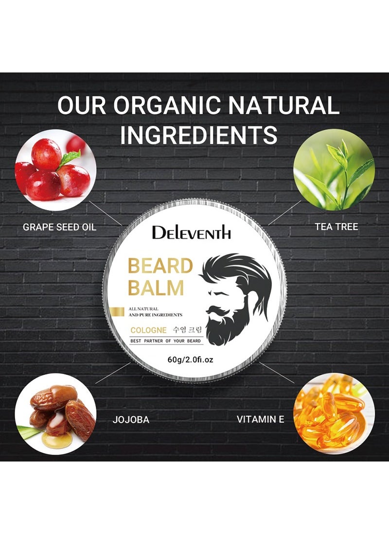 DELEVENTH - DEleventh Korean Brand Cologne Beard Balm 60g / Vitamin E with Natural Oils and Waxes, Soften, Strengthen and Protect for Healthy, Nourishing Beard, Hydrate, Soften & Protect Your Facial Hair - Image 1