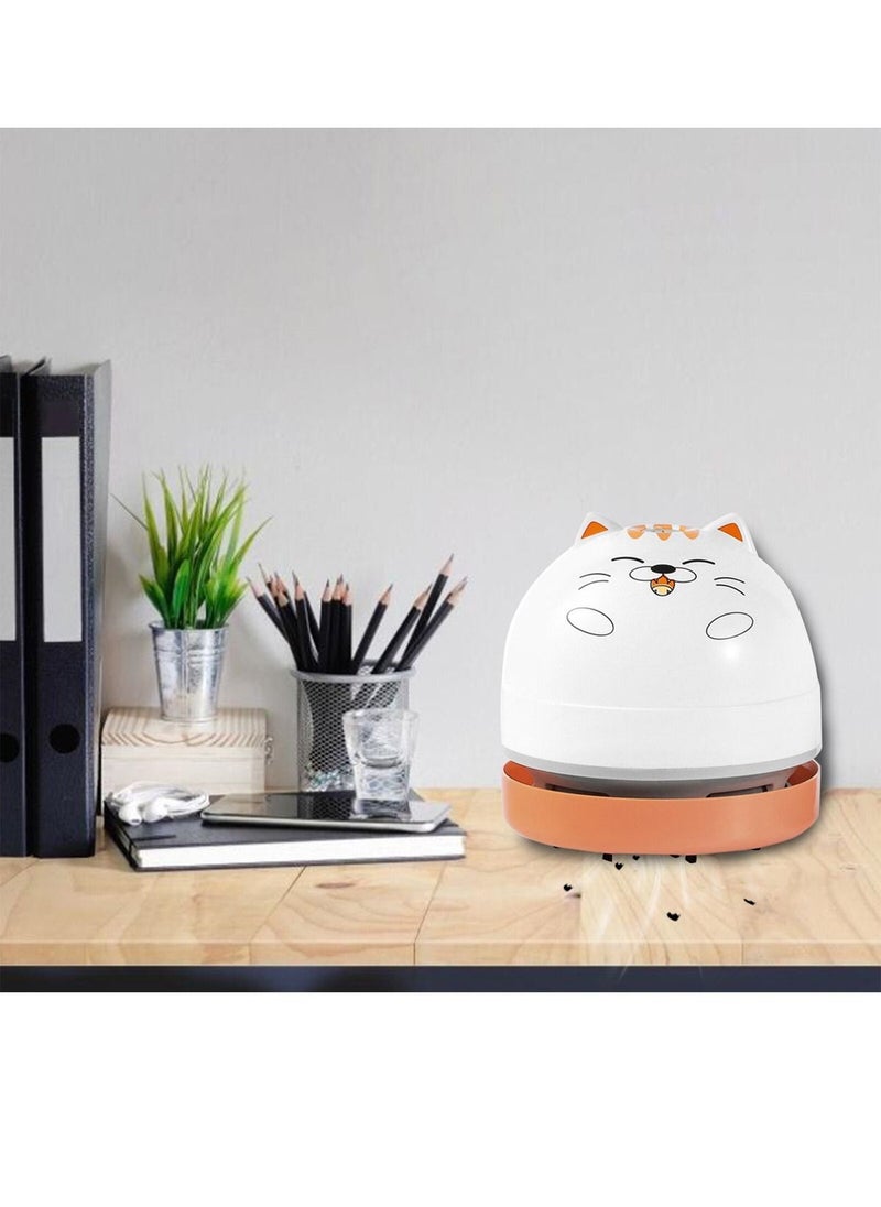 fashionhome Multifunction Portable Cute Cat Design Mini Desktop Keyboard Handheld Electric Automatic Pencil Sharpener and Desk Vacuum Cleaner For Office School Home 88x90 mm  - Image 5