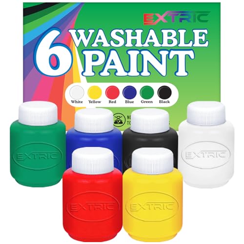 EXTRIC Washable Paint for Kids 6 Color, Non-Toxic Tempera Kid Paint 2 oz Bottles, Vibrant Pigments, Easy-Clean Toddler Paints, Kids Painting Set Arts and Crafts Supplies - Image 1