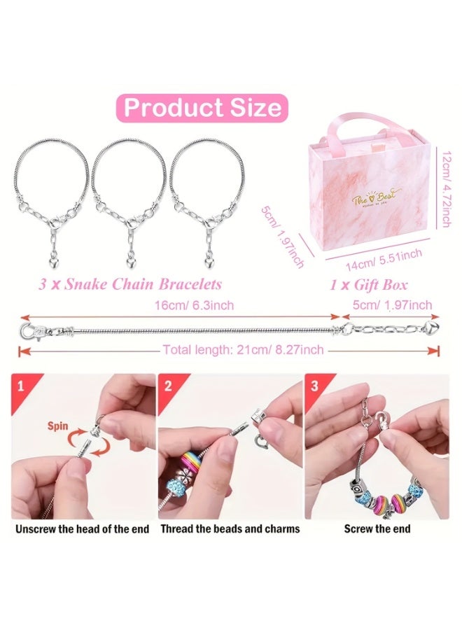 كابسترو طقم صنع أساور ساحرة (٦٧ قطعة) للبنات - طقم صنع مجوهرات وردي مع أساور على شكل سلسلة ثعبان، وحبال، وخرز، ودلايات، وعلبة هدايا | طقم صنع مجوهرات اصنعها بنفسك للأطفال من ٦ إلى ١٢ عامًا - Image 5