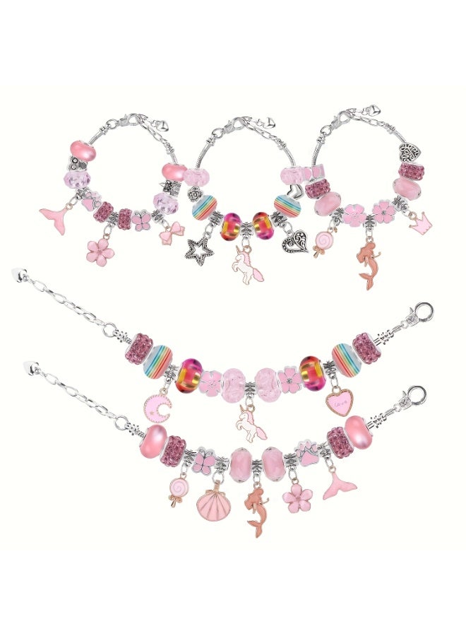 كابسترو طقم صنع أساور ساحرة (٦٧ قطعة) للبنات - طقم صنع مجوهرات وردي مع أساور على شكل سلسلة ثعبان، وحبال، وخرز، ودلايات، وعلبة هدايا | طقم صنع مجوهرات اصنعها بنفسك للأطفال من ٦ إلى ١٢ عامًا - Image 4