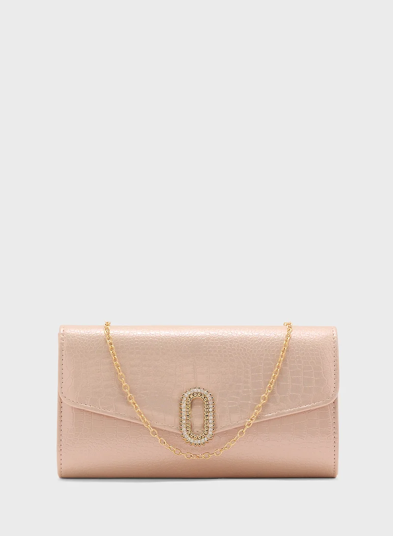 Ella Limited Edition Diamante Trim Croc Clutch Bag