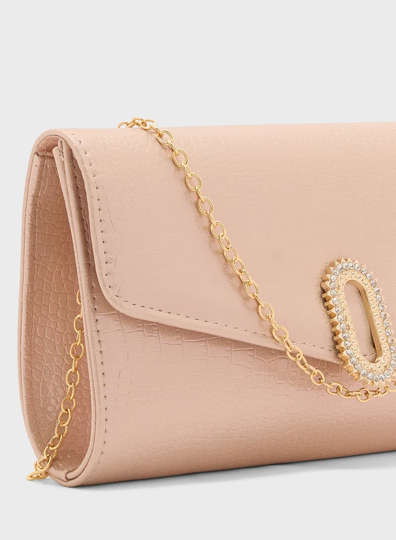 Ella Limited Edition Diamante Trim Croc Clutch Bag