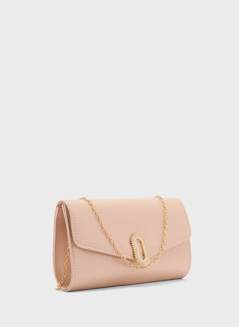 Ella Limited Edition Diamante Trim Croc Clutch Bag