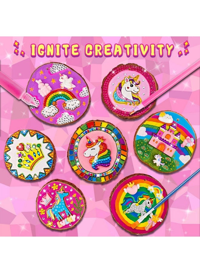 klmars Unicorn Themed Wooden Painting Kit-Glow in The Dark-Arts & Crafts Gifts for Kids Girls Ages 5-12-Wood Slice Craft Activities Kits -Unicorn Art Toys for Kids Christmas Gifts - Image 2