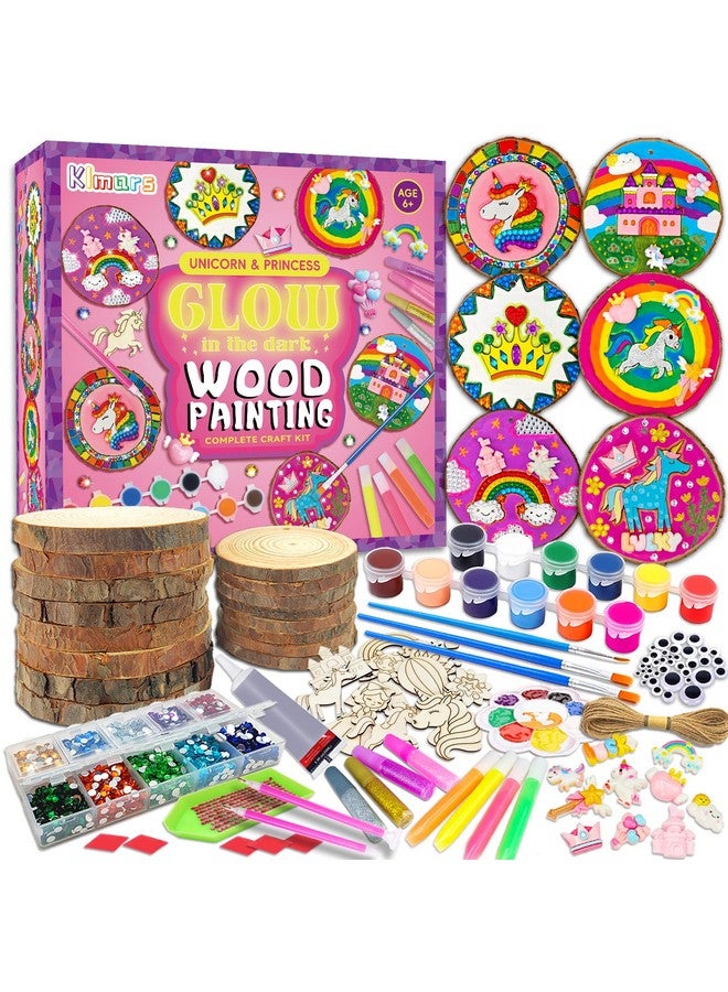 klmars Unicorn Themed Wooden Painting Kit-Glow in The Dark-Arts & Crafts Gifts for Kids Girls Ages 5-12-Wood Slice Craft Activities Kits -Unicorn Art Toys for Kids Christmas Gifts - Image 1