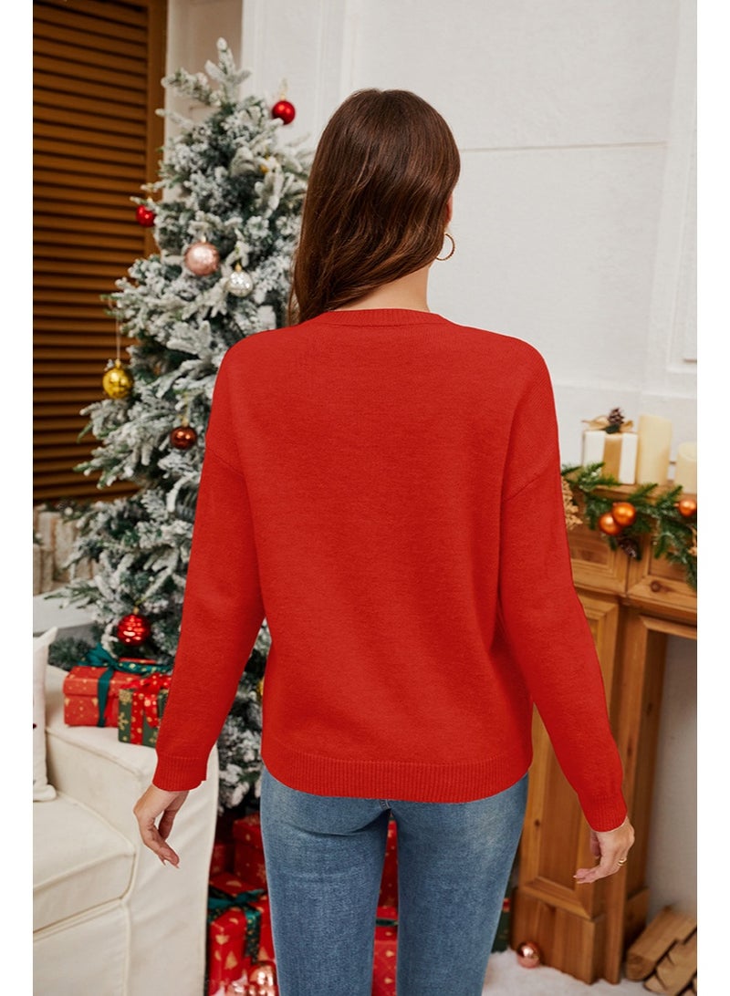 NIBEMINENT Christmas Bow Sequin Women's Sweater Autumn Winter  Fashion Long Sleeved Knitted Sweater Cold Top For Women - Image 3