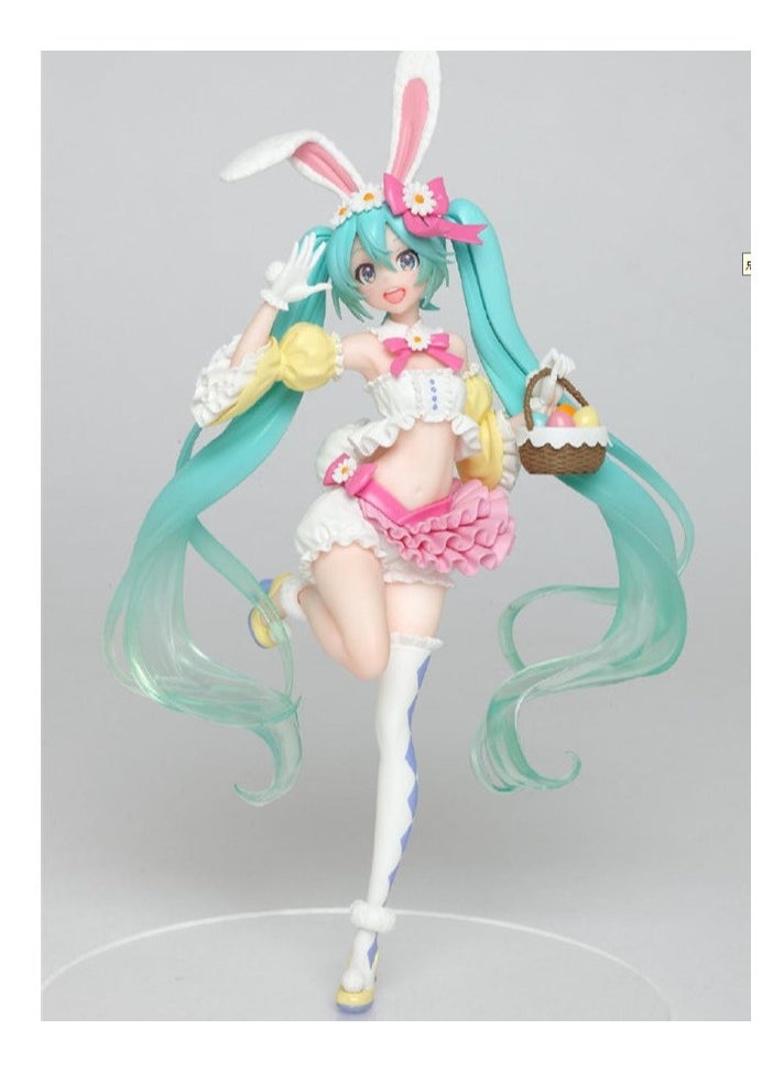 HALAMODO Hatsune Miku Spring Version Basket Rabbit Ears Beautiful Girl Garage Kit  - Image 2