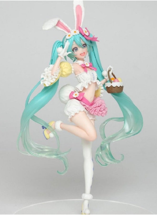 HALAMODO Hatsune Miku Spring Version Basket Rabbit Ears Beautiful Girl Garage Kit  - Image 1