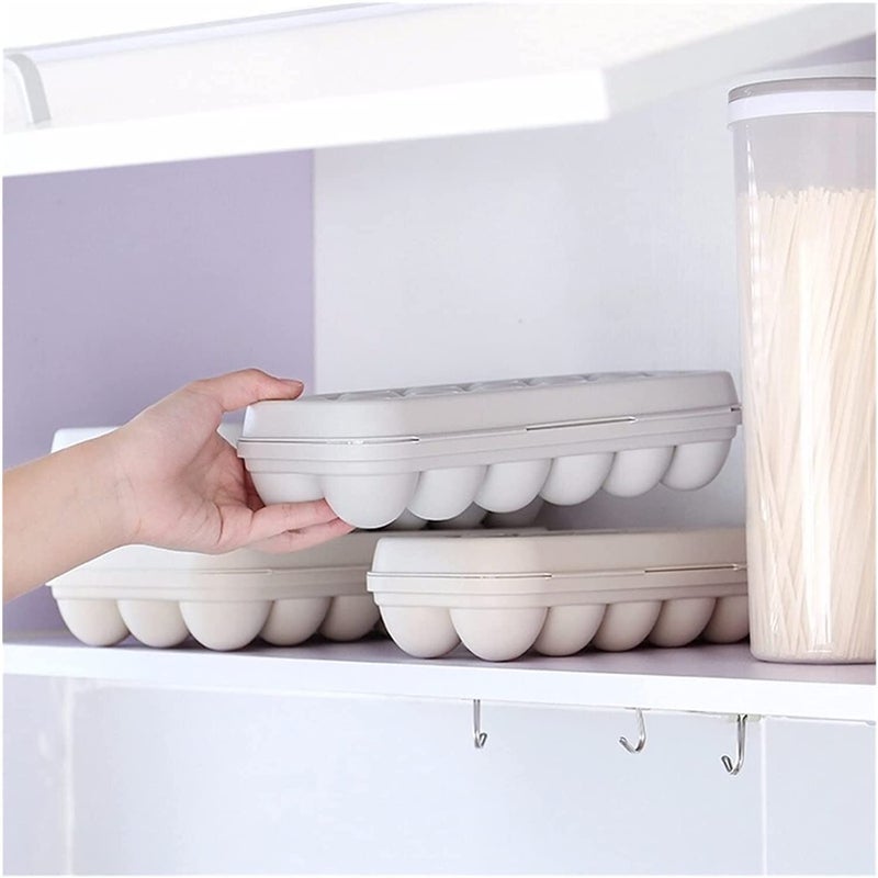 RADHEHUL 2 Pack Plastic Egg Holder for Refrigerator Covered Egg Holders Stackable Egg Container Countertop Egg Storage Organizer with Lid 18X2 EggsWHITE - Image 3