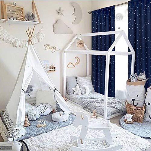 BGment Kids Blackout Curtains for Bedroom, Rod Pocket Room Darkening Curtains Decoration Thermal Insulation Window Drapes for Nursery, Children Room, 2 Panels, Each 42 x 63 Inch, Navy Blue - Image 2