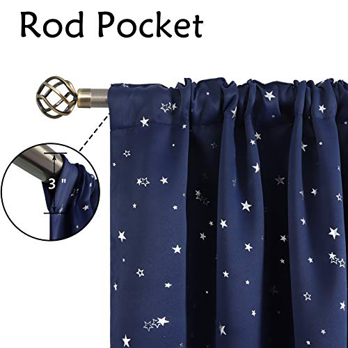 BGment Kids Blackout Curtains for Bedroom, Rod Pocket Room Darkening Curtains Decoration Thermal Insulation Window Drapes for Nursery, Children Room, 2 Panels, Each 42 x 63 Inch, Navy Blue - Image 3