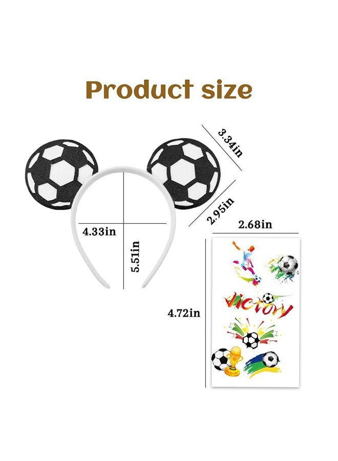 Soccer Headband Face Stickers Set for Sports Party Supplies Soccer Hair Accessories Decoration for Football Lovers Players Inspirational Birthday Uplifting Gifts for Women Men Pack of 4 - Image 2