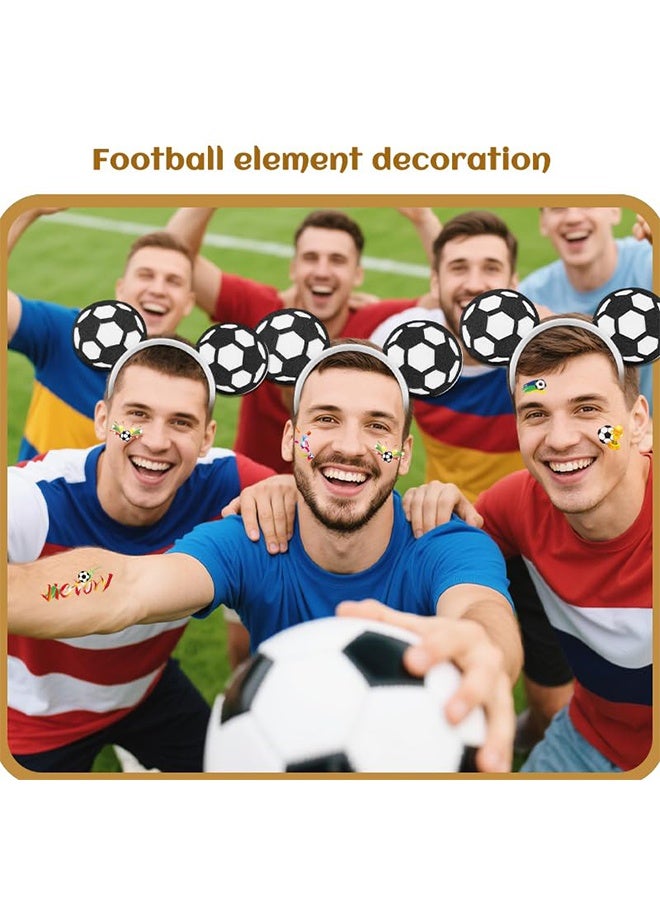 Soccer Headband Face Stickers Set for Sports Party Supplies Soccer Hair Accessories Decoration for Football Lovers Players Inspirational Birthday Uplifting Gifts for Women Men Pack of 4 - Image 5