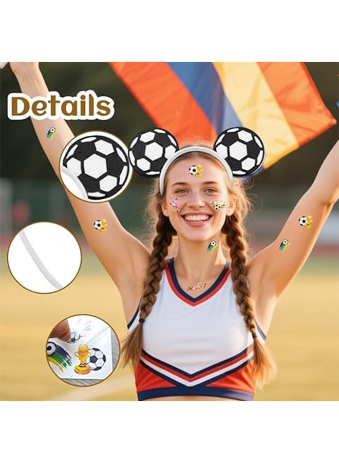 Soccer Headband Face Stickers Set for Sports Party Supplies Soccer Hair Accessories Decoration for Football Lovers Players Inspirational Birthday Uplifting Gifts for Women Men Pack of 4 - Image 3