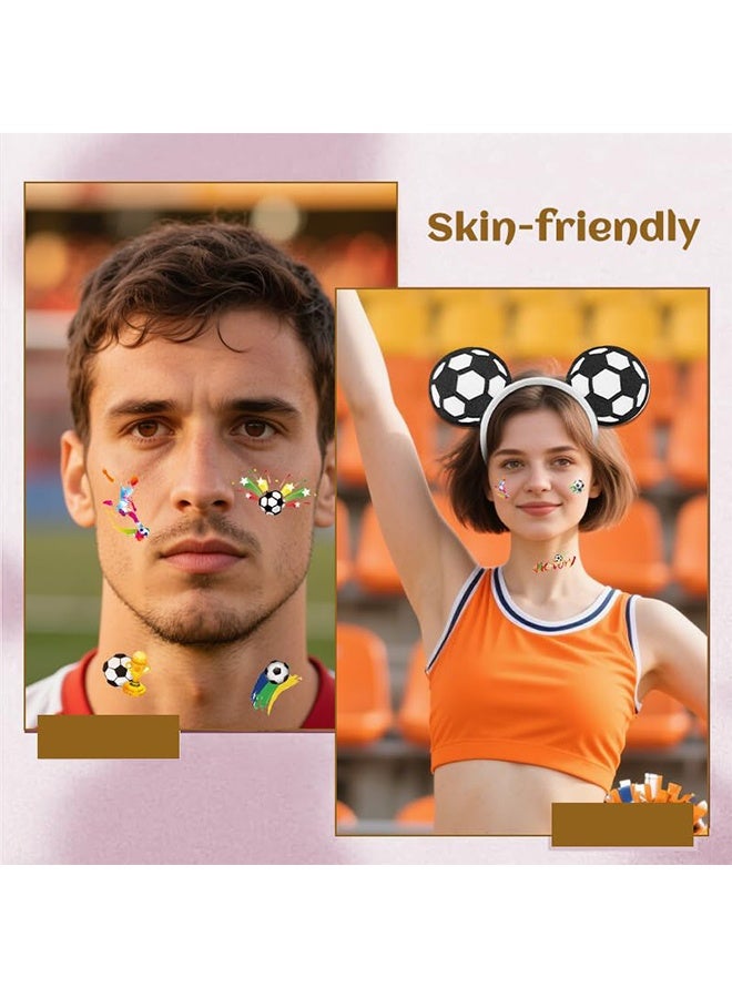 Soccer Headband Face Stickers Set for Sports Party Supplies Soccer Hair Accessories Decoration for Football Lovers Players Inspirational Birthday Uplifting Gifts for Women Men Pack of 4 - Image 4