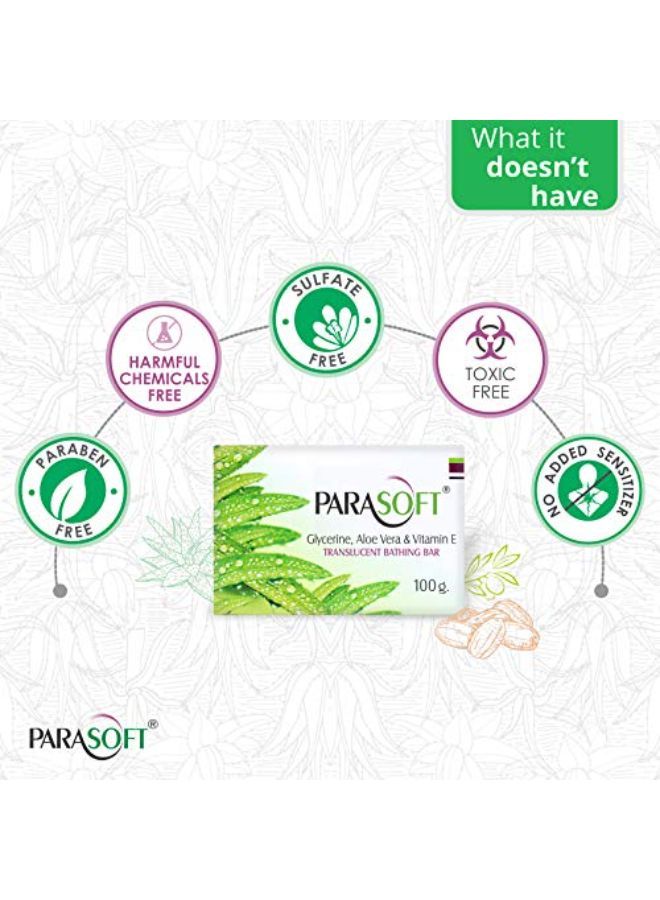 Parasoft Moisturising Cleansing Body Soap For Dry Skin ; Goodness Of Aloe Vera Glycerine & Vitamin E ; Nourishing Daily Bathing Bar For Purification Sensitive Skin Friendly 100 Gm (Pack Of 4) - Image 4